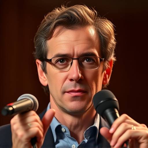 Portrait de Laurent Blanc, Professeur de Conception Sonore, avec un microphone √† la main.